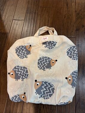Canvas Toy Dump Playmate and Tote Bag with Grey & Tan Hedgehog Print